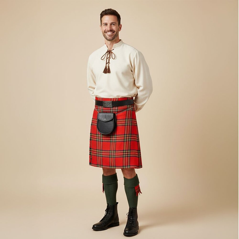 Authentic Red Scottish Tartan Kilt Men’s  Outlander Festival Style